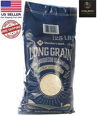 #ad Restaurant Long Grain Enriched White Rice Grown in the USA 25LB Bag $20.53