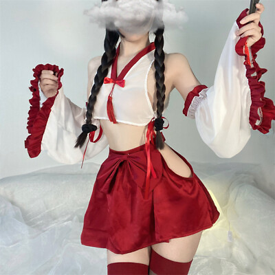 #ad Sexy Lingerie Set Cosplay Japanese Women Kimono Maid Lace Top Costume Uniform M $22.60