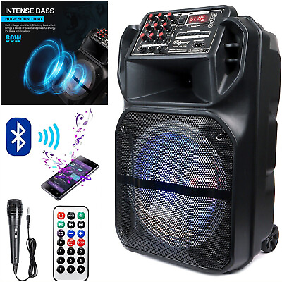 #ad #ad Portable Bluetooth Party Speaker 12” 15” Loud Subwoofer Heavy Bass System Mic FM $95.99