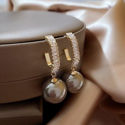 #ad Grey Pearl Dangle Drop Earrings for WomenElegant Pearl EarringsJewelry Gifts $11.99