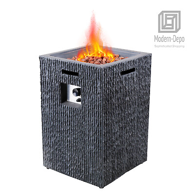 #ad 19quot; Outdoor Propane Fire Pit Table Vertical Texture Surface Patio Fireplace $166.99
