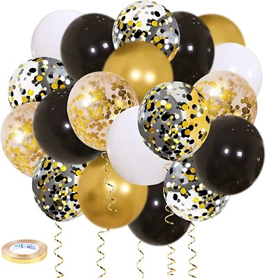 #ad Black and gold Birthday Balloons Set Black Gold balloons set 50Pack $11.95