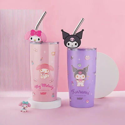 #ad Hellokitty My Melody Kuromi 304 Ss Cartoon Straw Cup 600Ml Portable Thermos Cup $25.99