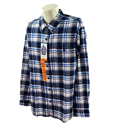 #ad NWT Weatherproof Vintage Men#x27;s Flannel Long Sleeve Blue Plaid Shirt XXL 2XL $17.50