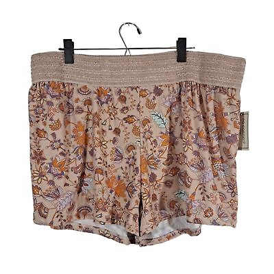#ad No Comment Plus Shorts Floral Flowy Women Size 3X Crochet Orange NWT $8.19