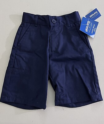 #ad Highland Outfitters Boys School Uniform Flat Front Shorts Size 5 Color Navy $7.25