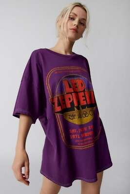 #ad Urban Outfitters Led Zeppelin Oversized T Shirt Dress Size Large X Large Purple $29.99