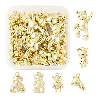 #ad 1Box Lead Free Light Gold Bear Alloy Pendants For Jewelry Making 14.5 26x9 17mm $13.39