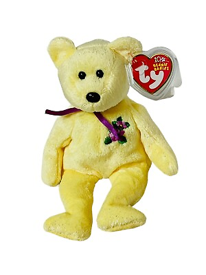 #ad TY MOTHER BEANIE BABY MOTHER’S DAY BEAR MAY 16 2002 PLUSH TOY YELLOW GLITTERY $6.99