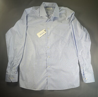 #ad Eton Shirt Men 42 16.5 Contemporary Blue White Gingham Micro Check Please Read $69.99