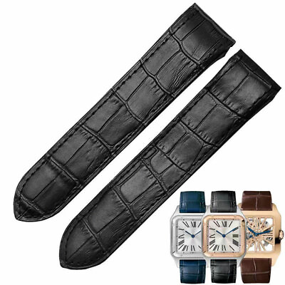 #ad 20MM REPLACEMENT LEATHER STRAP BAND FOR 32MM CARTIER SANTOS 100 2878 MEDIUM $27.47