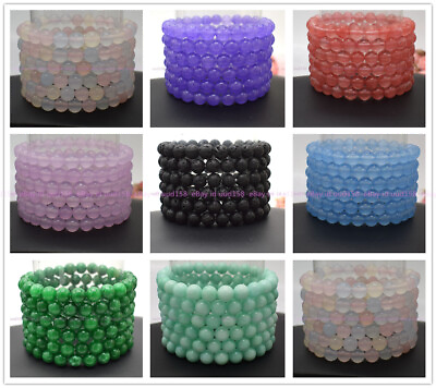 #ad #ad Wholesale Lots 6 Pcs 6 8 10 12mm Natural Gemstone Crystal Stretch Bracelet 7.5” $10.67