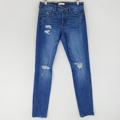 #ad LOFT Jeans Womens 6 Blue Distressed Modern Skinny Leg Denim Mid Rise Casual $13.15