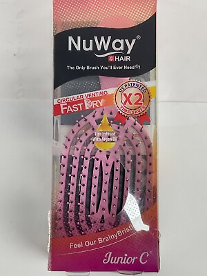 #ad NuWay 4Hair for Unisex Junior C Fast Dry X2 Detangling 1 Pc Hair Brush Pink New $13.99