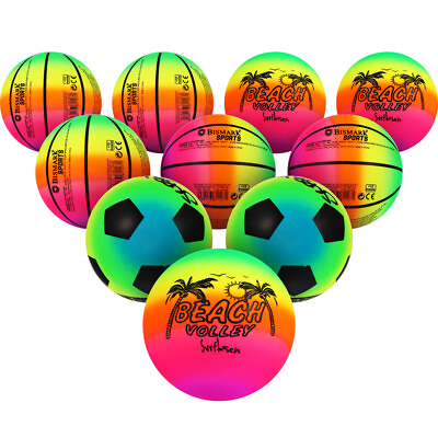 #ad 10pcs Rainbow Elastic Beach Balls for Kids Volleyball Play $27.25