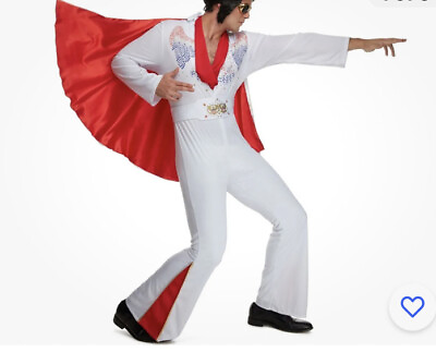 #ad Morph Costumes Halloween THE KING Adult Medium Elvis Presley Suit Cape Belt New $32.95