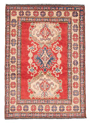 #ad Traditional Hand Knotted Geometric Carpet 4#x27;0quot; x 5#x27;4quot; Wool Area Rug $350.60