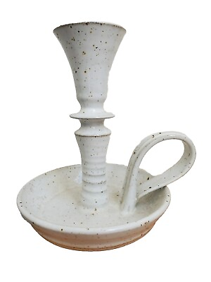 #ad Bill Tyner Studio Candlestick Holder Hand Made Stoneware Art Pottery Chamber 8quot; $38.99