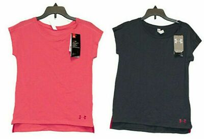 #ad New Under Armour Girls Heat Gear T Shirt Solid Raglan Sleeves Choose Size $24.99 $9.99