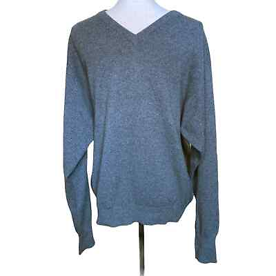 #ad Poeta Moda Cashmere Dark Grey V Neck Sweater Large EUC $100.00