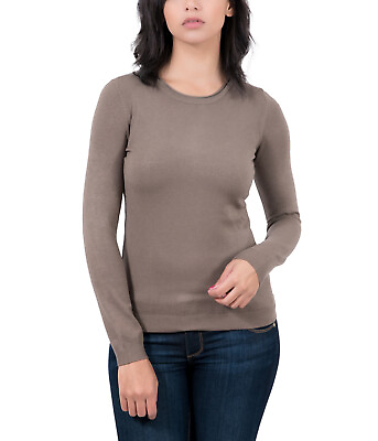 #ad Real Cashmere Brown Crewneck Cashmere Blend WomensSweater $29.99