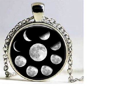 #ad ALL MOON PHASES charm pendant Sterling 925 Silver plated 18quot; necklace gold Gift $19.89