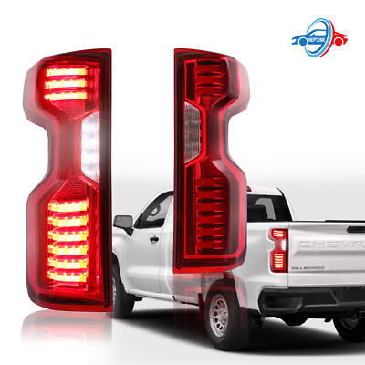 #ad Red Clear Full LED Tail Lights For 2019 2020 2021 Silverado 1500 2500 3500 $254.99