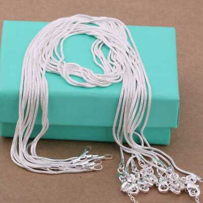 #ad 5 10PCS wholesale 925Sterling Solid Silver 2MM 16 24 Inches Snake Chain Necklace $8.27