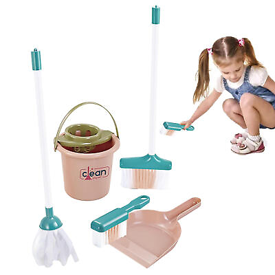#ad Kids Cleaning Set Toddler Sweeping Pretend Play Toy Broom Mop Gift $32.48