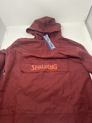 #ad Spalding Pull Over Logo Men’s Anorak Rain Jacket Burgundy Maroon $79 All Sizes $36.29