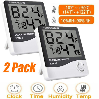 #ad 2x Digital Hygrometer Indoor Room Thermometer Humidity Gauge Temperature Monitor $10.66