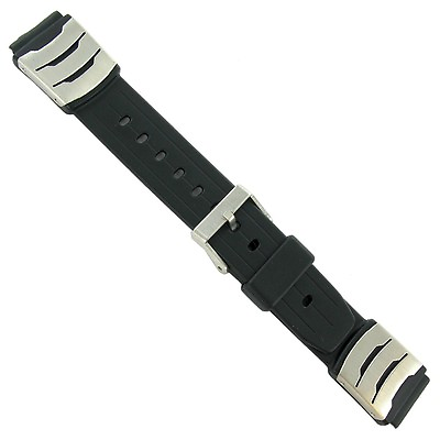 #ad 18mm Speidel Express Black Rubber WatchBand with Mens Fits Casio BOGO $12.95