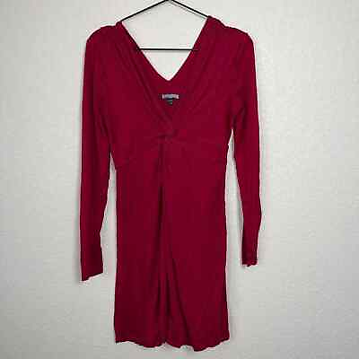 #ad Express Womens Sz S Red Long Sleeve Dress Knit Front Y2K 2000s $16.56