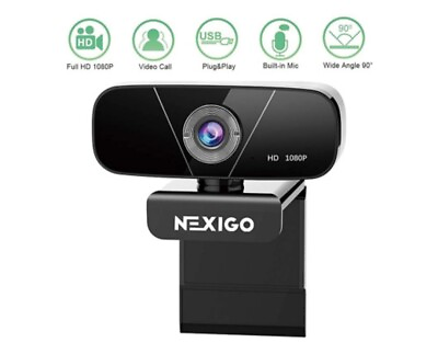 #ad NexiGo 2020 1080p webcam USB w microphone video calling desktop streaming NEW $19.99