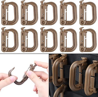 #ad 10pcs Molle Tactical Shackle Carabiner Snap D Ring Clip Backpack KeyRing Locking $9.89