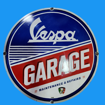 #ad Porcelain Vespa Enamel Sign Size 30x30 Inches Double Sided $311.35