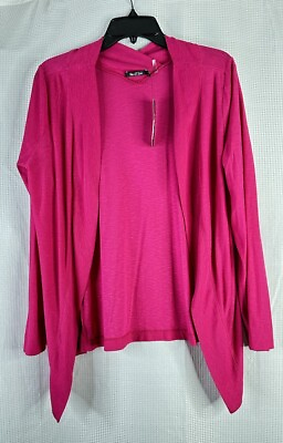 #ad NWT Nic Zoe Womens Long Sleeve Open Front Pink Top Blouse Shirt Size Large $37.99
