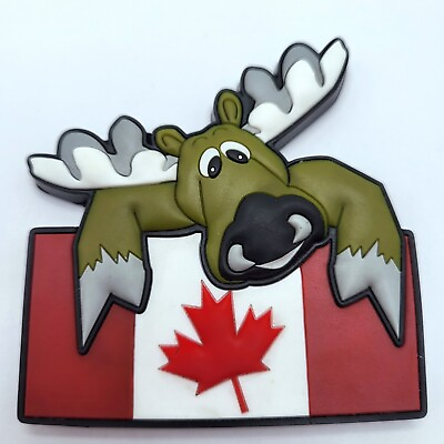 #ad Moose With Flag Canada Souvenir Rubber Fridge Magnet $12.00