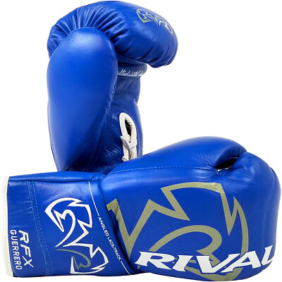 #ad Rival Boxing RFX Guerrero HDE F Pro Fight Lace Up Boxing Gloves Blue $199.95