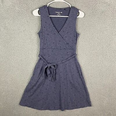 #ad TOAD amp; CO Dress Womens Small S Blue Wrap V Neck Sleeveless Geometric Eco $20.99
