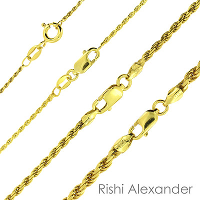 #ad #ad 925 Sterling Silver Gold Plated Diamond Cut Rope Chain Necklace All Sizes $8.99