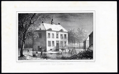 #ad Antique Castle Print LOON OP ZAND BRABANT NETHERLANDS Christ 1846 $137.50