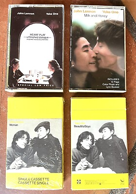 #ad 4 John Lennon Yoko Ono Cassette Tapes Milk Honey Heart Play Woman Boy Single VTG $29.99