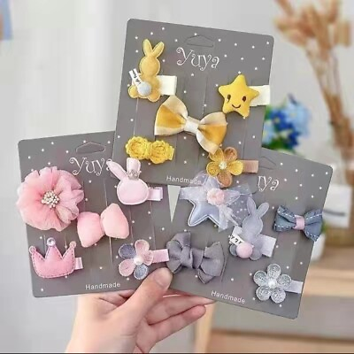 #ad 15 Pcs Hair Clips For Baby Girls Kids flowers Rabbit Stars Bow Style Clips New $12.00