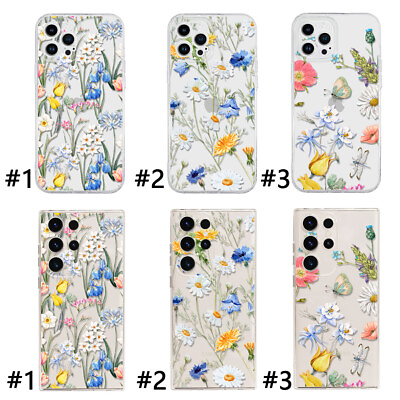 #ad For iPhone 15 14 13 12 11 Pro Max XS 8 Plus Cute Floral Pattern Clear Phone Case $8.24