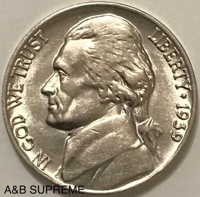 #ad 1939 Jefferson Nickel Au Bu Uncirculated $9.89