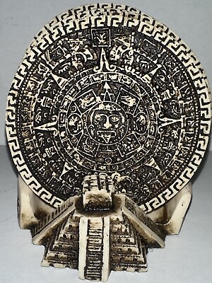 #ad Vintage Aztec Maya Coaster Set Of 6 Mexico Mayan Calendar Decorative Holder Prop $35.00