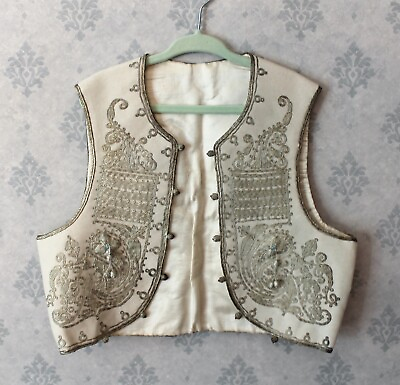#ad Vintage Child#x27;s Wool Metallic Embroidered Traditional Turkish Ottoman Yelek Vest $95.00