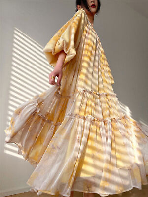#ad Print Midi Dress for Women Sleeve Dresses Elegant Long Sleeve O Neck Loose $48.75