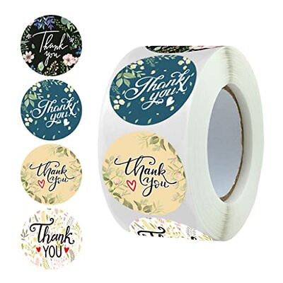 #ad 500Pcs Thank You Stickers Small Business 1.5 inch 4 Color Floral with Font D... $16.65